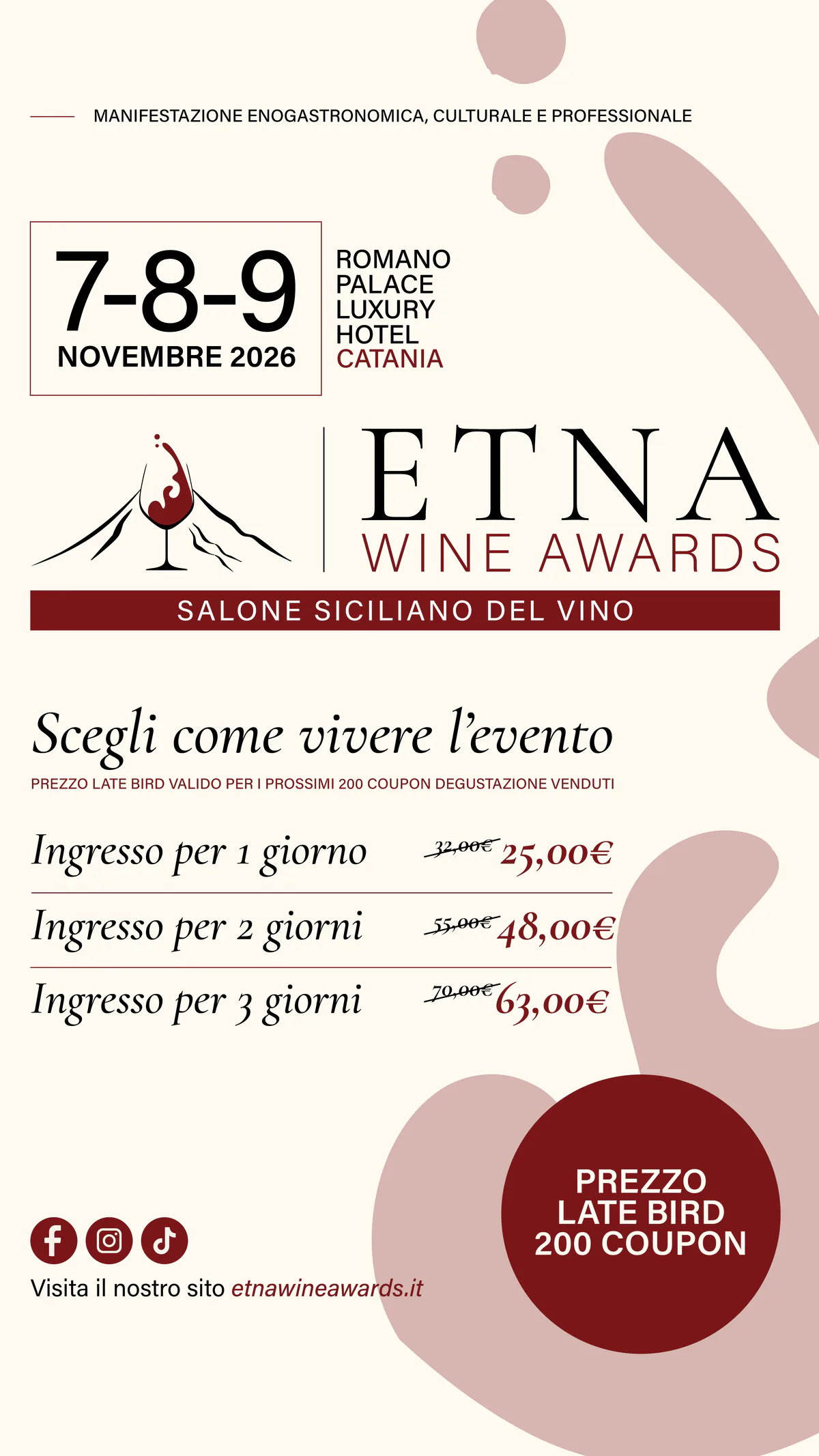 Offerta Late Bird Etna Wine Awards per 200 coupon degustazione
